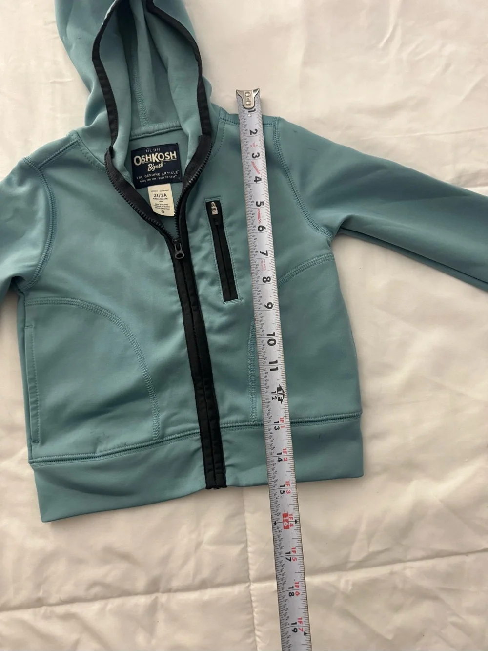 OshKosh B'gosh Teal Zip-Up Hoodie with Black Trim
